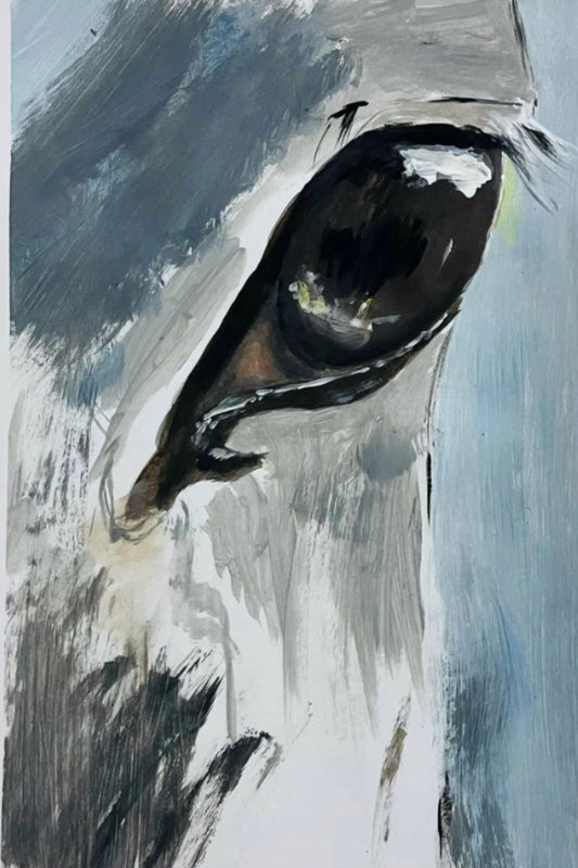 Abstract Acrylic Horse Portrait – Blue Grey Brown Eye Wall Art Print Printify