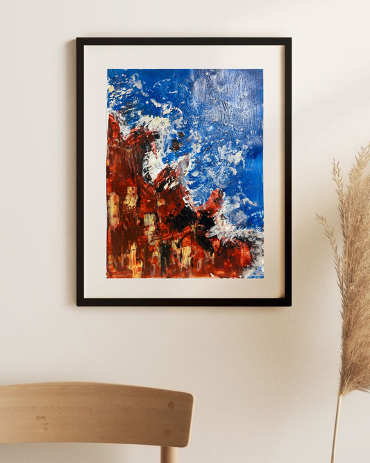 Abstract Ocean Blaze Matte Canvas Print — Stretched 1.25" Printify