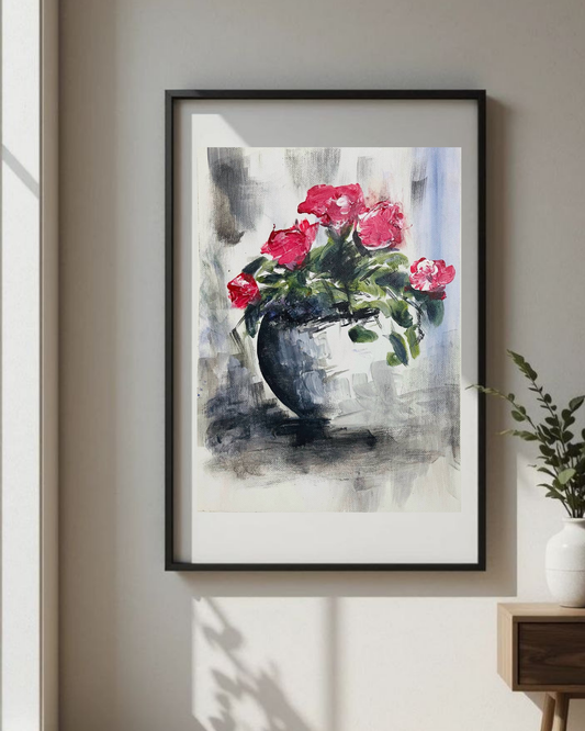 Floral Rose Vase Matte Canvas Wall Art — Stretched 1.25" Printify