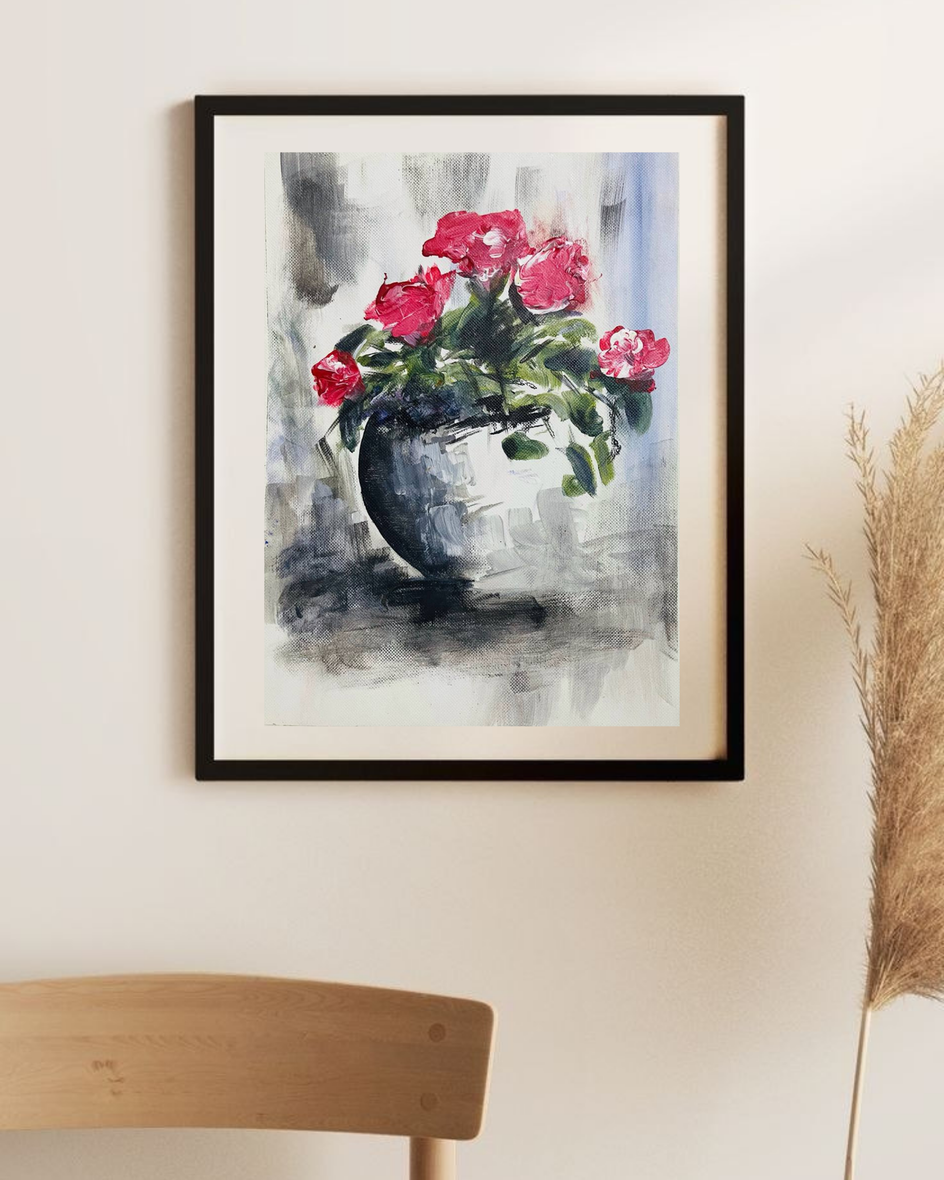 Floral Rose Vase Matte Canvas Wall Art — Stretched 1.25" Printify