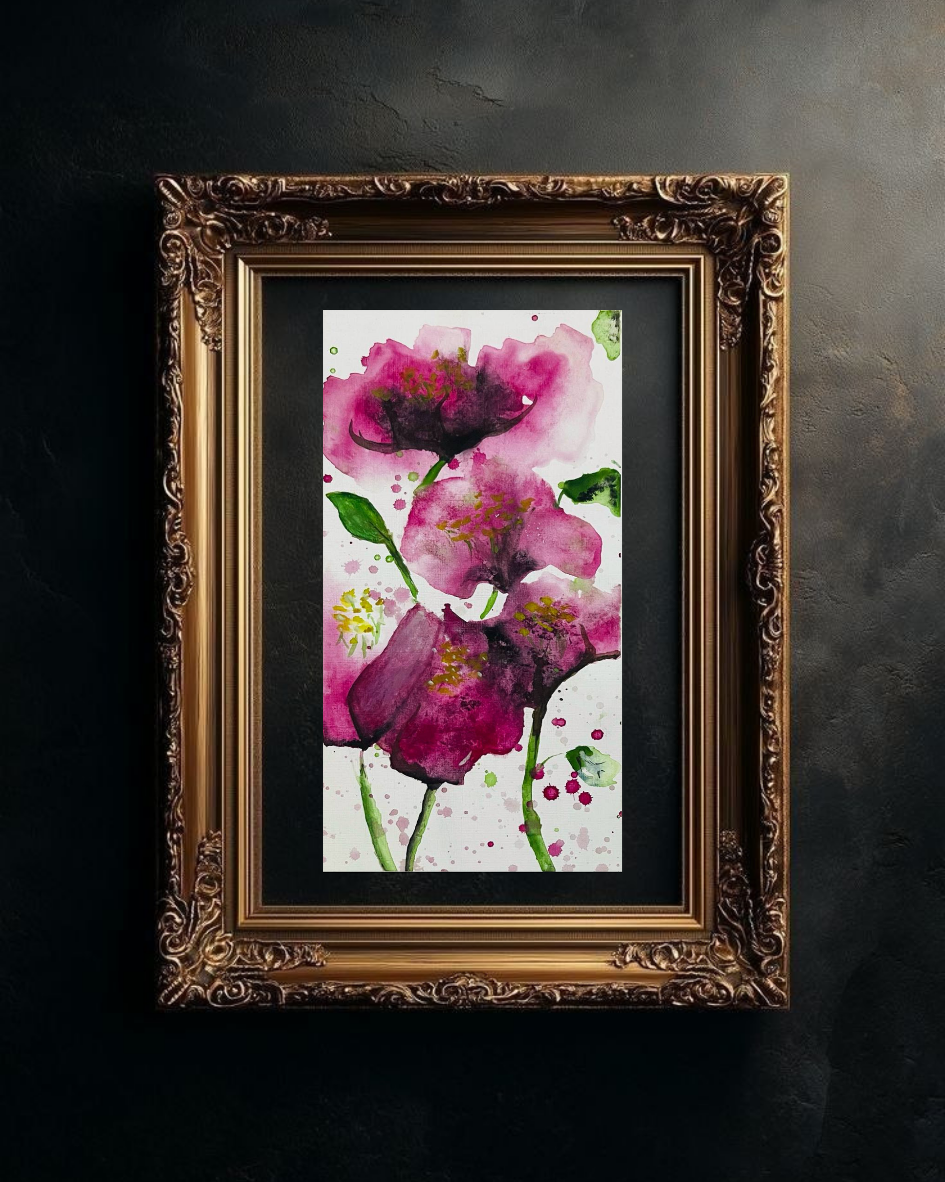 Pink Watercolor Floral Canvas Print – Stretched Matte Wall Art Printify