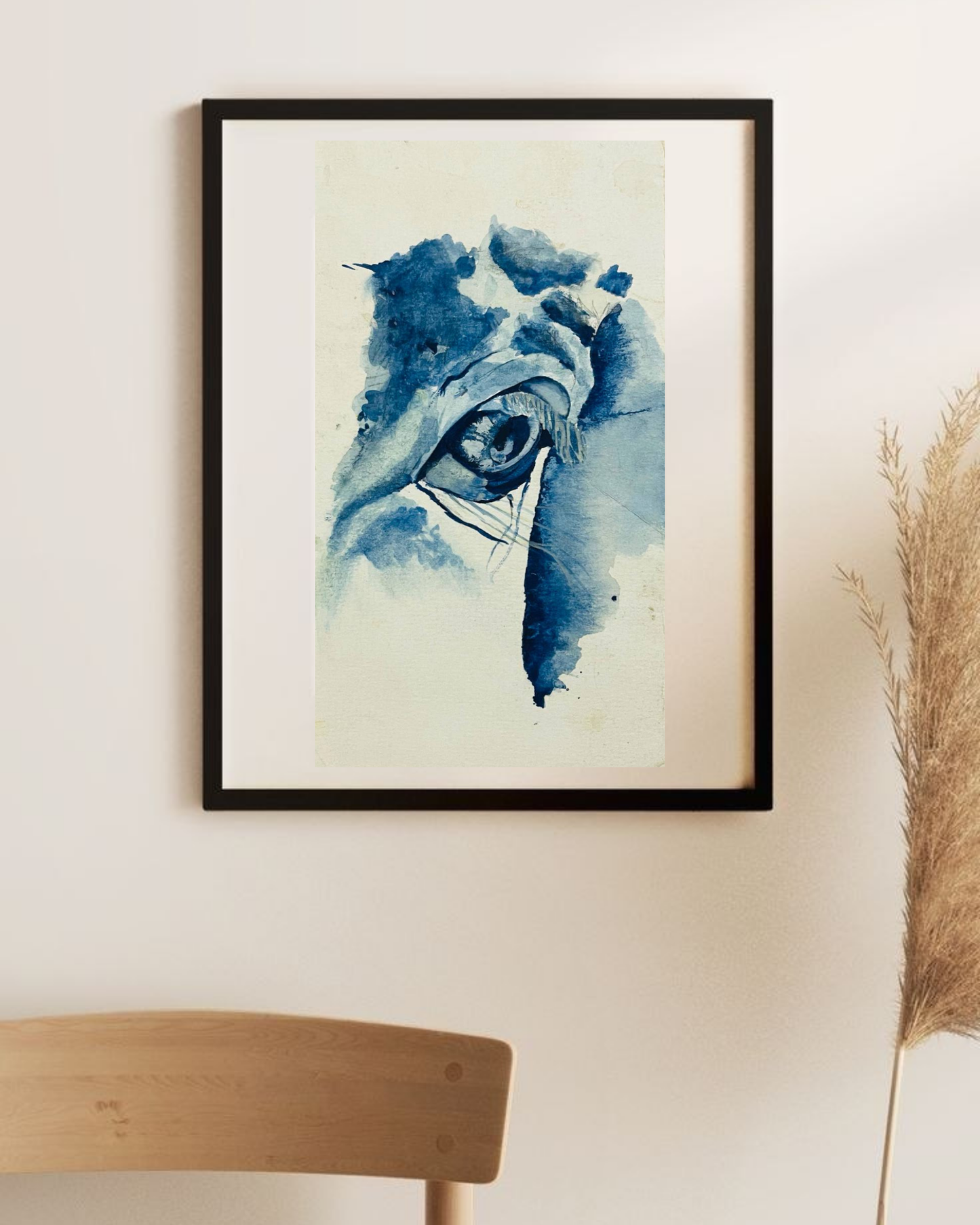 Blue horse Eye Watercolor Canvas Print — Stretched Matte Wall Art Printify