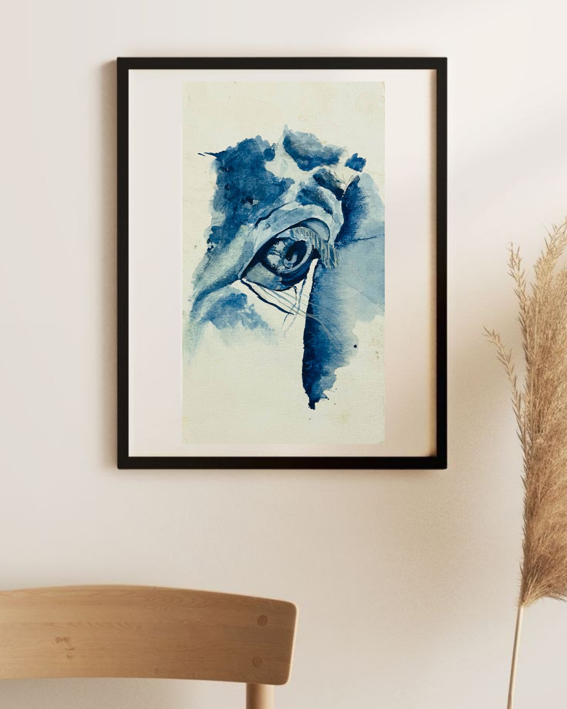 Blue horse Eye Watercolor Canvas Print — Stretched Matte Wall Art Printify