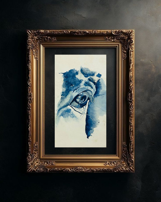 Blue horse Eye Watercolor Canvas Print — Stretched Matte Wall Art Printify