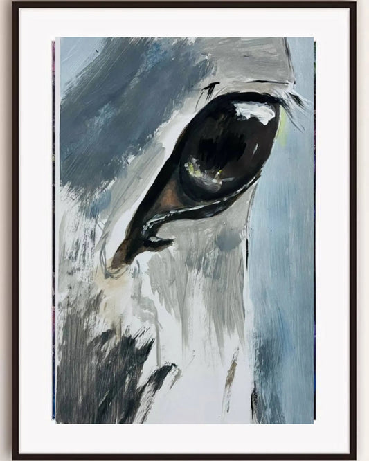 Abstract Acrylic Horse Portrait – Blue Grey Brown Eye Wall Art Print Printify